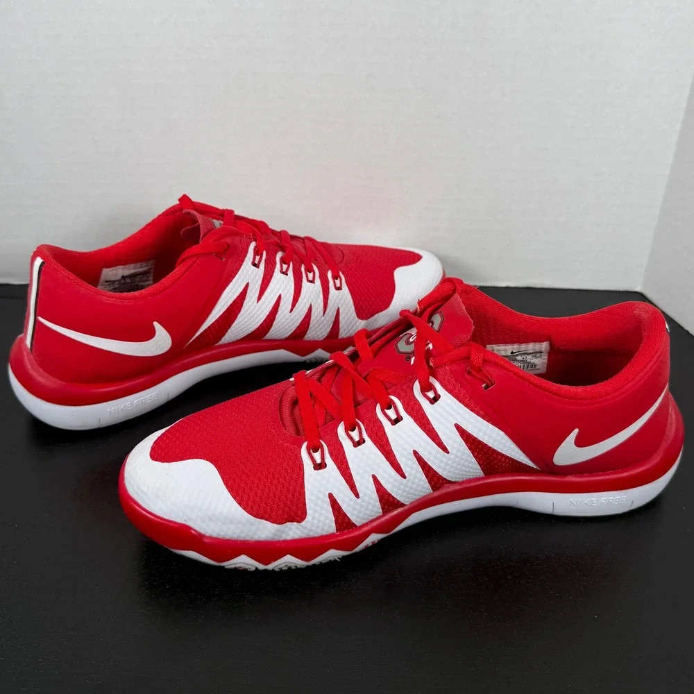 Nike Mens Size 9.5 Ohio State Buckeyes Free Trainer 5.0 V6 Shoes 723939-603